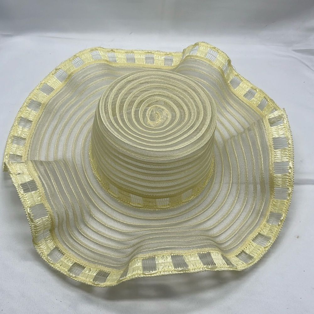 Vintage Yellow Ruffled Sheer Hat